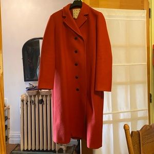 Trademark red wool long peacoat